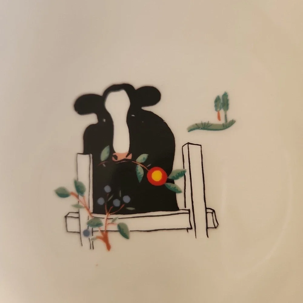 Vintage Oneida Farm Friends Cow Ceramic Stoneware Soup Bowls Farmhouse Kitchen